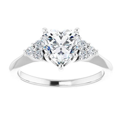 Heart White Gold Antique Inspired Design Engagement Ring
