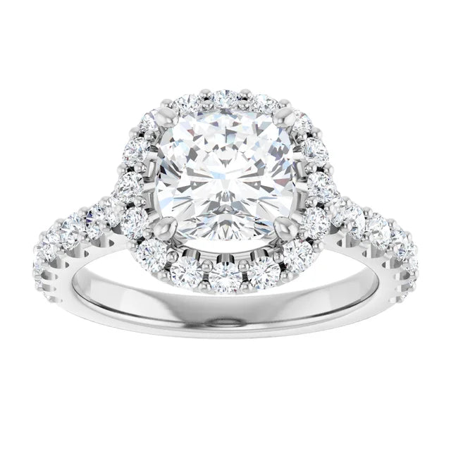 Cushion Halo White Gold Style Engagement Ring