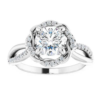 Round Brilliant White Gold Antique Inspired Design Engagement Ring
