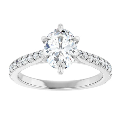 Oval White Gold Claw Set Style Engagement Ring