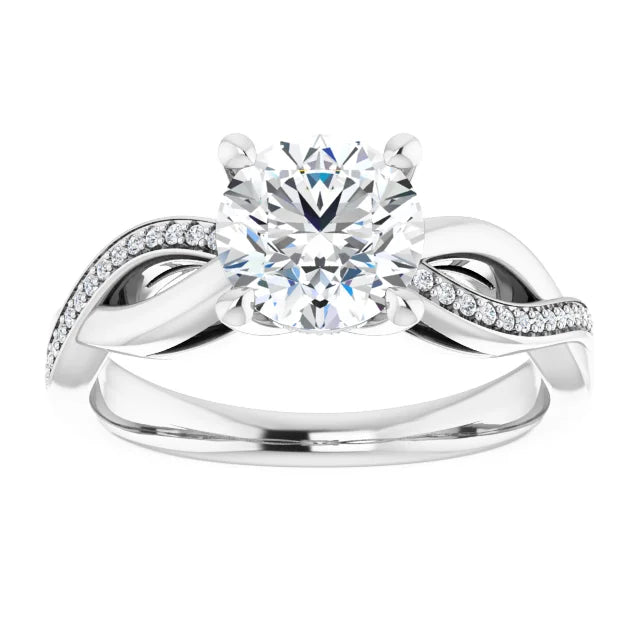 Round Brilliant White Gold Claw Set Twist Style Engagement Ring 