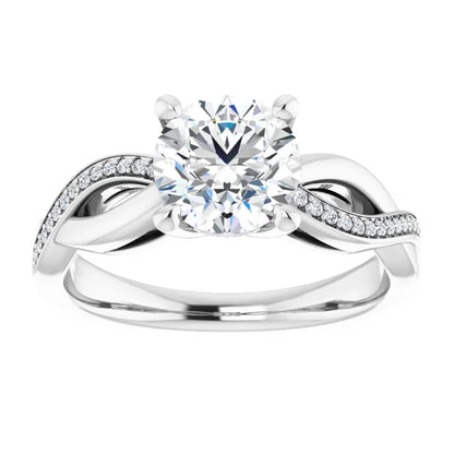Round Brilliant White Gold Claw Set Twist Style Engagement Ring 