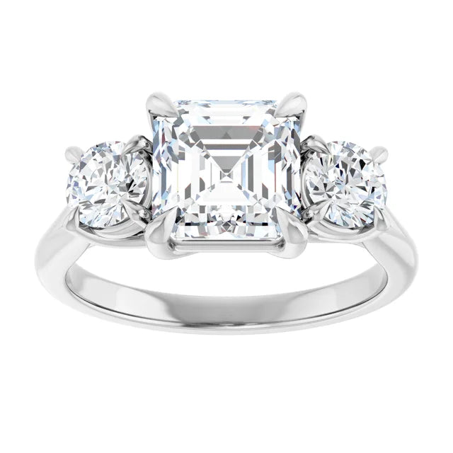 Asscher White Gold Accent Engagement Ring