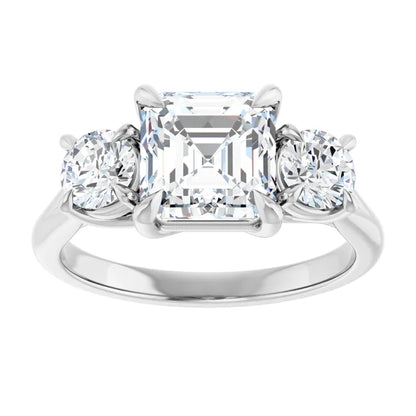 Asscher White Gold Accent Engagement Ring