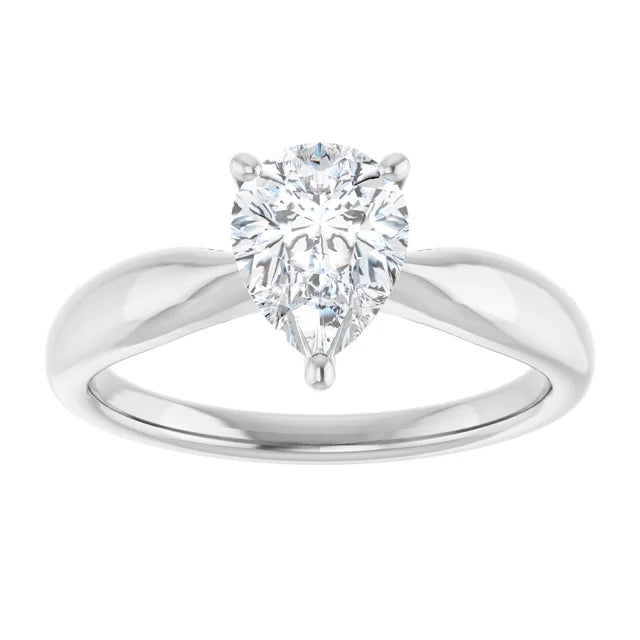 Pear White Gold Knife Edge Solitaire Engagement Ring