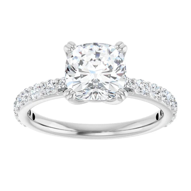 Cushion White Gold Claw Set Style Engagement Ring 