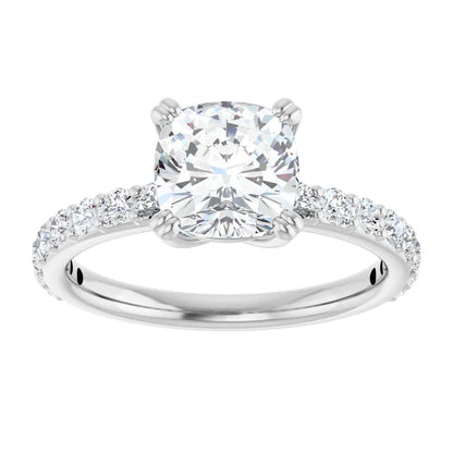 Cushion White Gold Claw Set Style Engagement Ring 