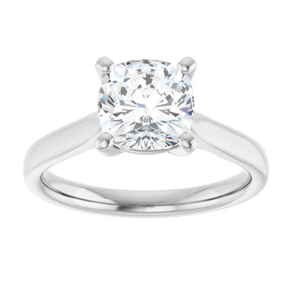 Four Claw White Gold Cushion Solitaire Engagement Ring