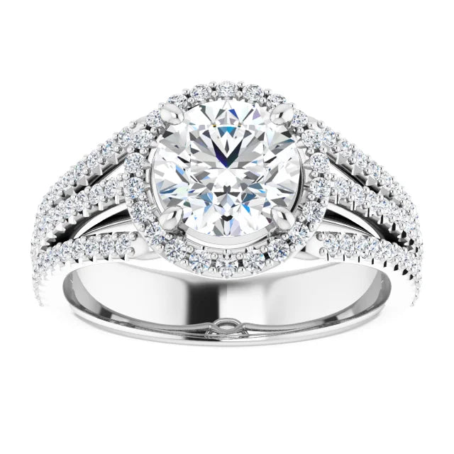 Round Brilliant White Gold Halo Style Engagement Ring
