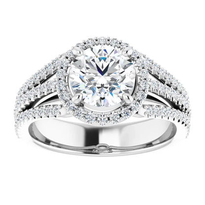Round Brilliant White Gold Halo Style Engagement Ring