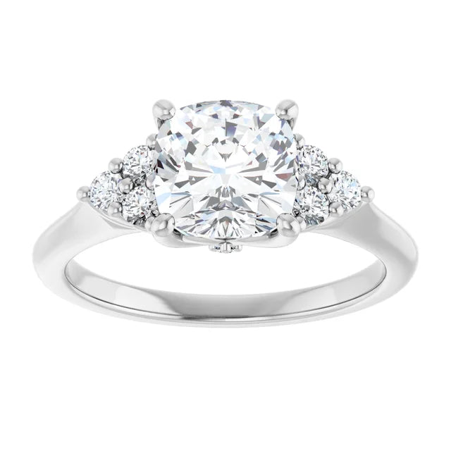 Cushion White Gold Antique Inspired Design Engagement Ring