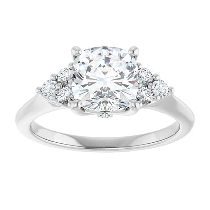 Cushion White Gold Antique Inspired Design Engagement Ring