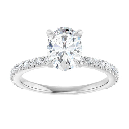 Oval White Gold Claw Set Style Engagement Ring 