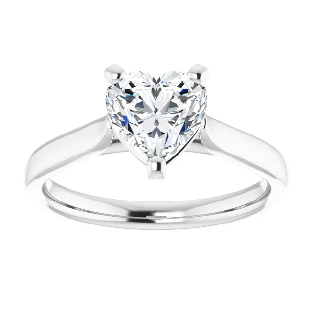 Three Claw White Gold Heart Solitaire Engagement Ring