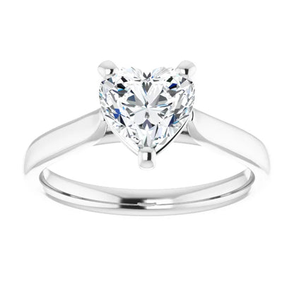 Three Claw White Gold Heart Solitaire Engagement Ring