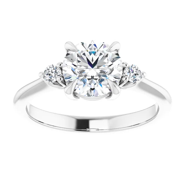 Round Brilliant White Gold Accent Engagement Ring