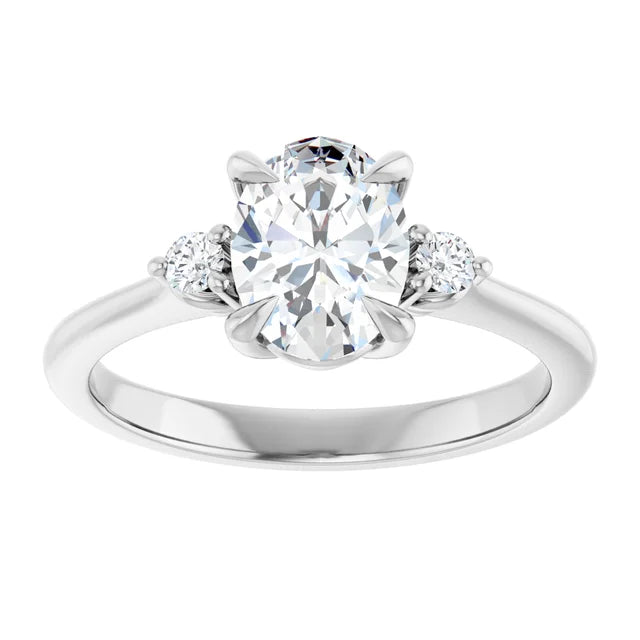 Oval White Gold Accent Engagement Ring