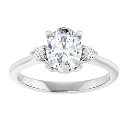 Oval White Gold Accent Engagement Ring
