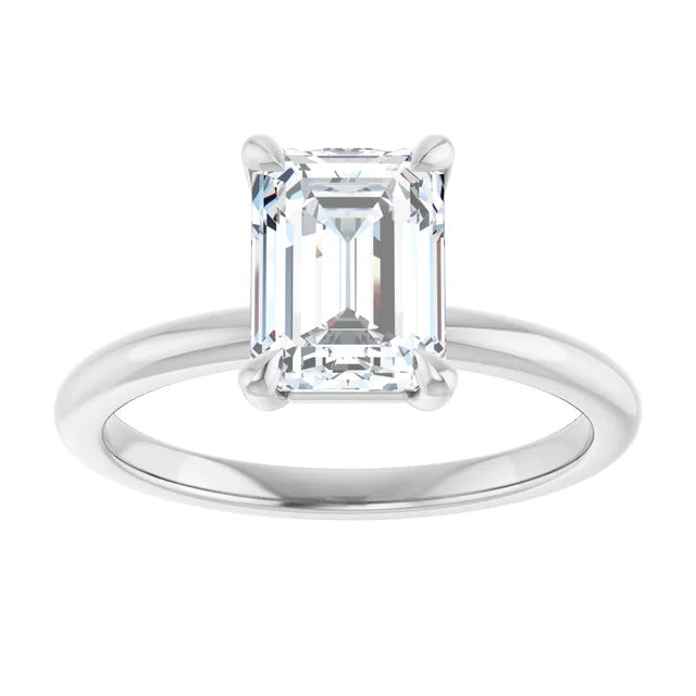 Emerald White Gold Solitaire Engagement Ring