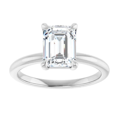 Emerald White Gold Solitaire Engagement Ring