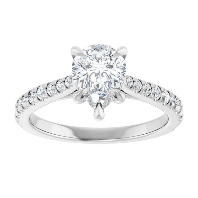 Pear White Gold Claw Set Style Engagement Ring