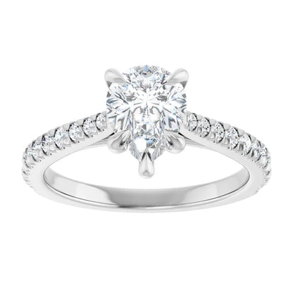 Pear White Gold Claw Set Style Engagement Ring
