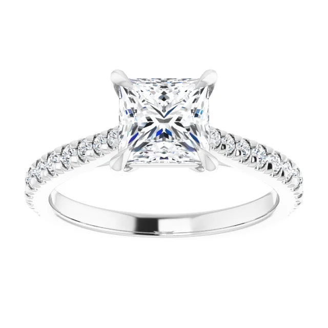 Princess White Gold Claw Set Style Engagement Ring