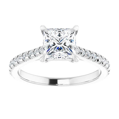 Princess White Gold Claw Set Style Engagement Ring