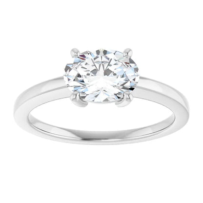 Oval White Gold East West Solitaire Style Engagement Ring