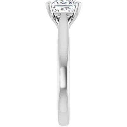 Four Claw White Gold Princess Solitaire Engagement Ring