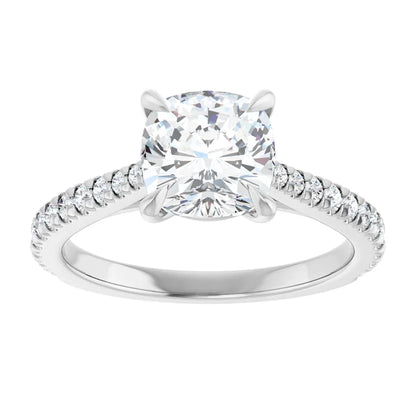 Cushion White Gold Claw Set Style Engagement Ring