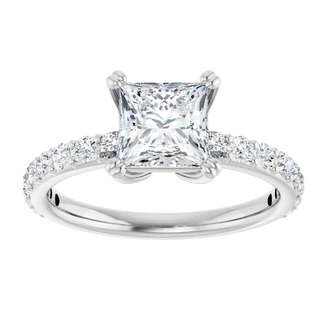 Princess White Gold Claw Set Style Engagement Ring