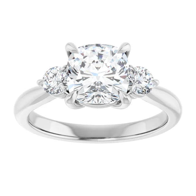 Cushion White Gold Accent Engagement Ring