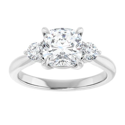 Cushion White Gold Accent Engagement Ring