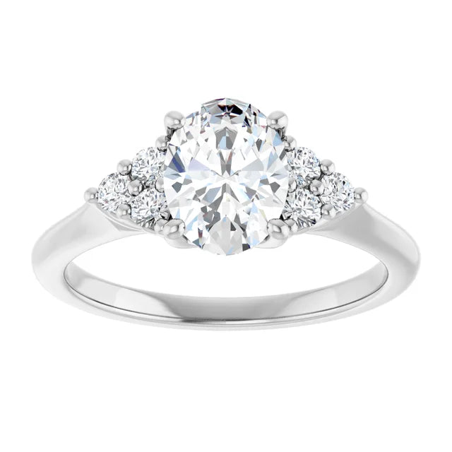 Oval White Gold Antique Inspired Design Engagement Ring