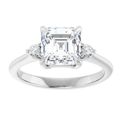 Asscher White Gold Accent Engagement Ring