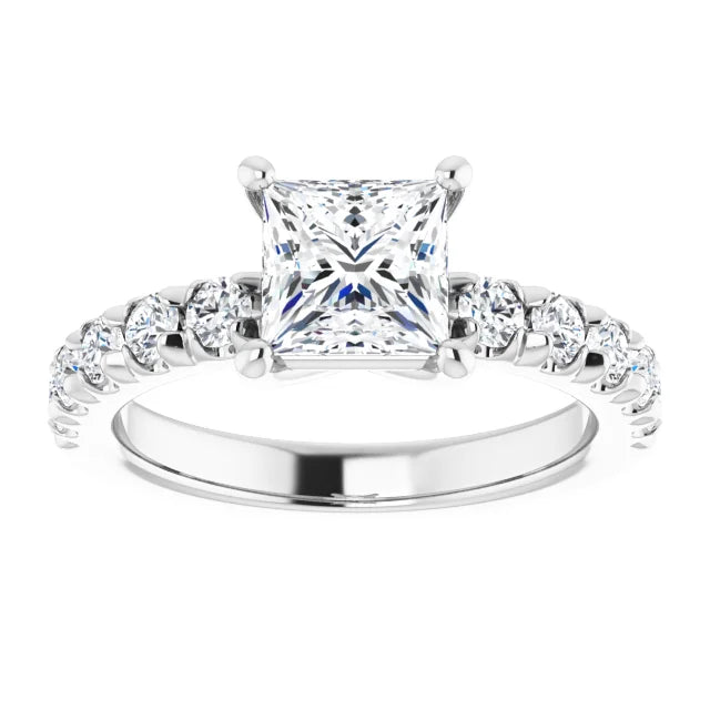 Princess White Gold Four Claw Set Style Engagement Ring