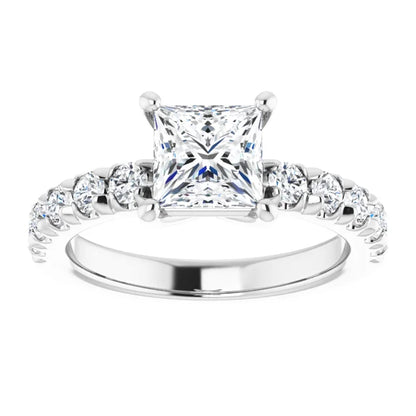 Princess White Gold Four Claw Set Style Engagement Ring