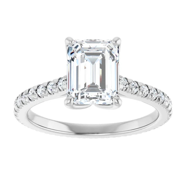 Emerald White Gold Claw Set Eternity Style Engagement Ring