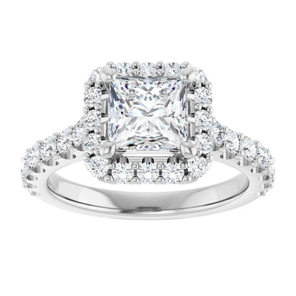 Princess Halo White Gold Style Engagement Ring