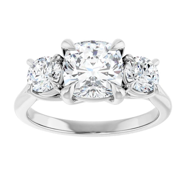 Cushion White Gold Accent Engagement Ring