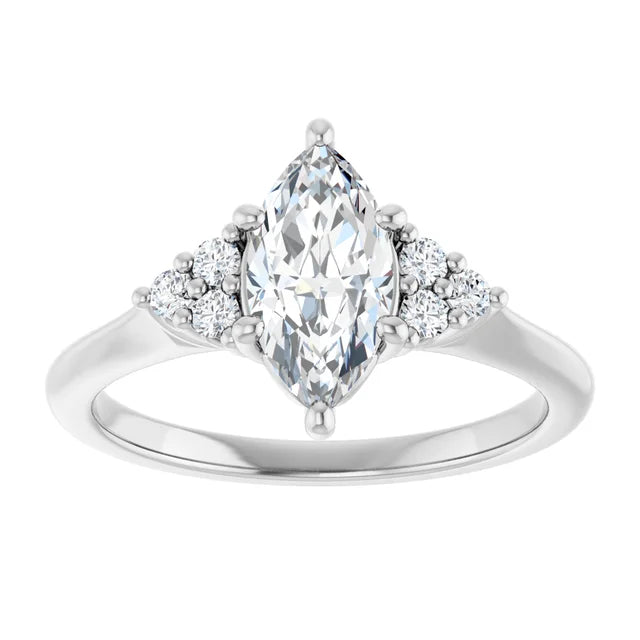 Marquise White Gold Antique Inspired Design Engagement Ring