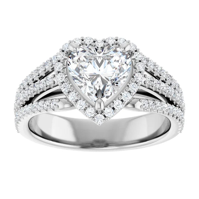 Heart White Gold Halo Style Engagement Ring