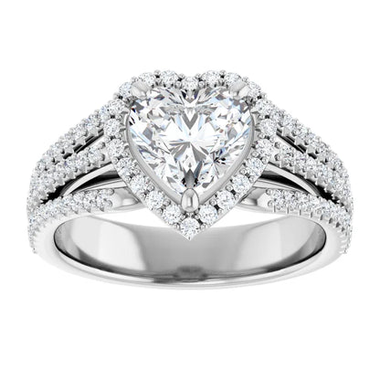 Heart White Gold Halo Style Engagement Ring