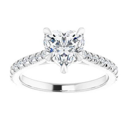 Heart White Gold Claw Set Style Engagement Ring