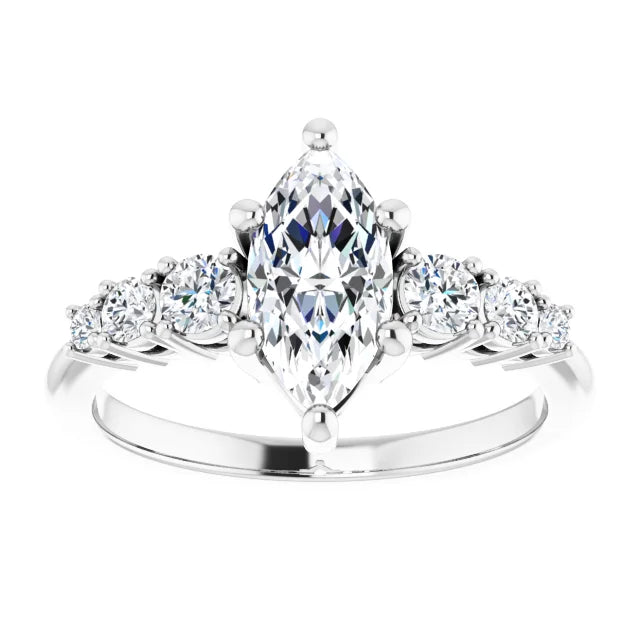 Marquise White Gold Multi Stone Accent Style Engagement Ring