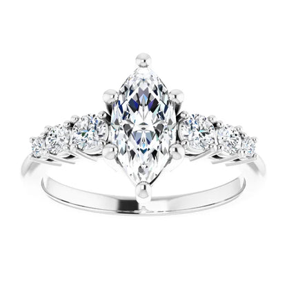 Marquise White Gold Multi Stone Accent Style Engagement Ring