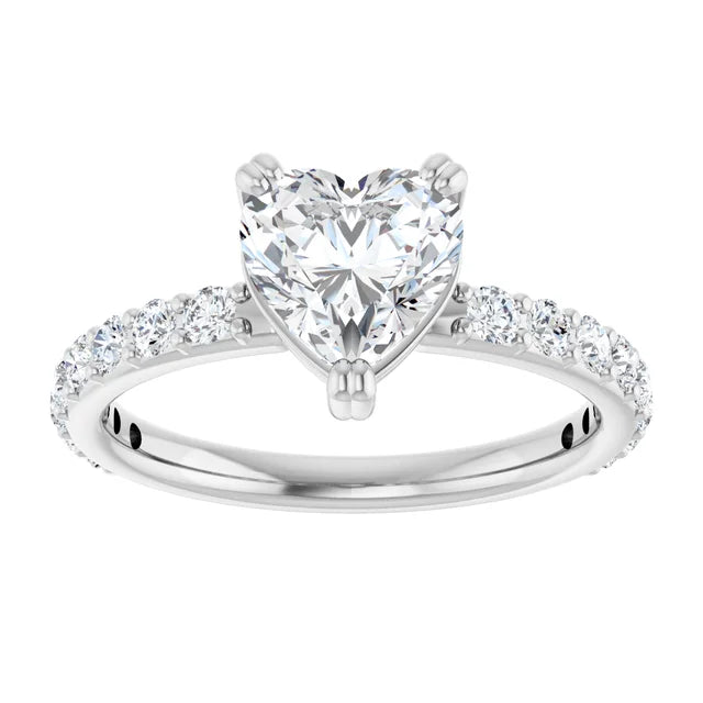 Heart White Gold Claw Set Style Engagement Ring