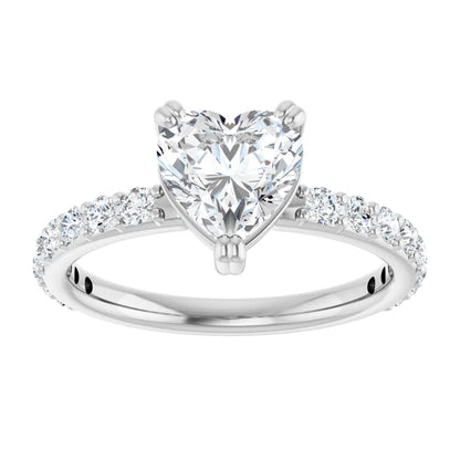 Heart White Gold Claw Set Style Engagement Ring