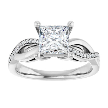 Princess White Gold Claw Set Twist Style Engagement Ring 